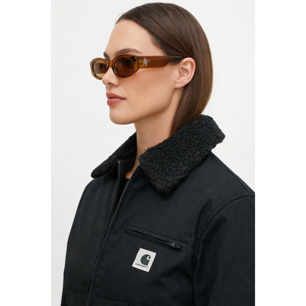 New Linda‎ Farrow x The Attico Berta Oval Sunglasses Sand Amber Made in Japan